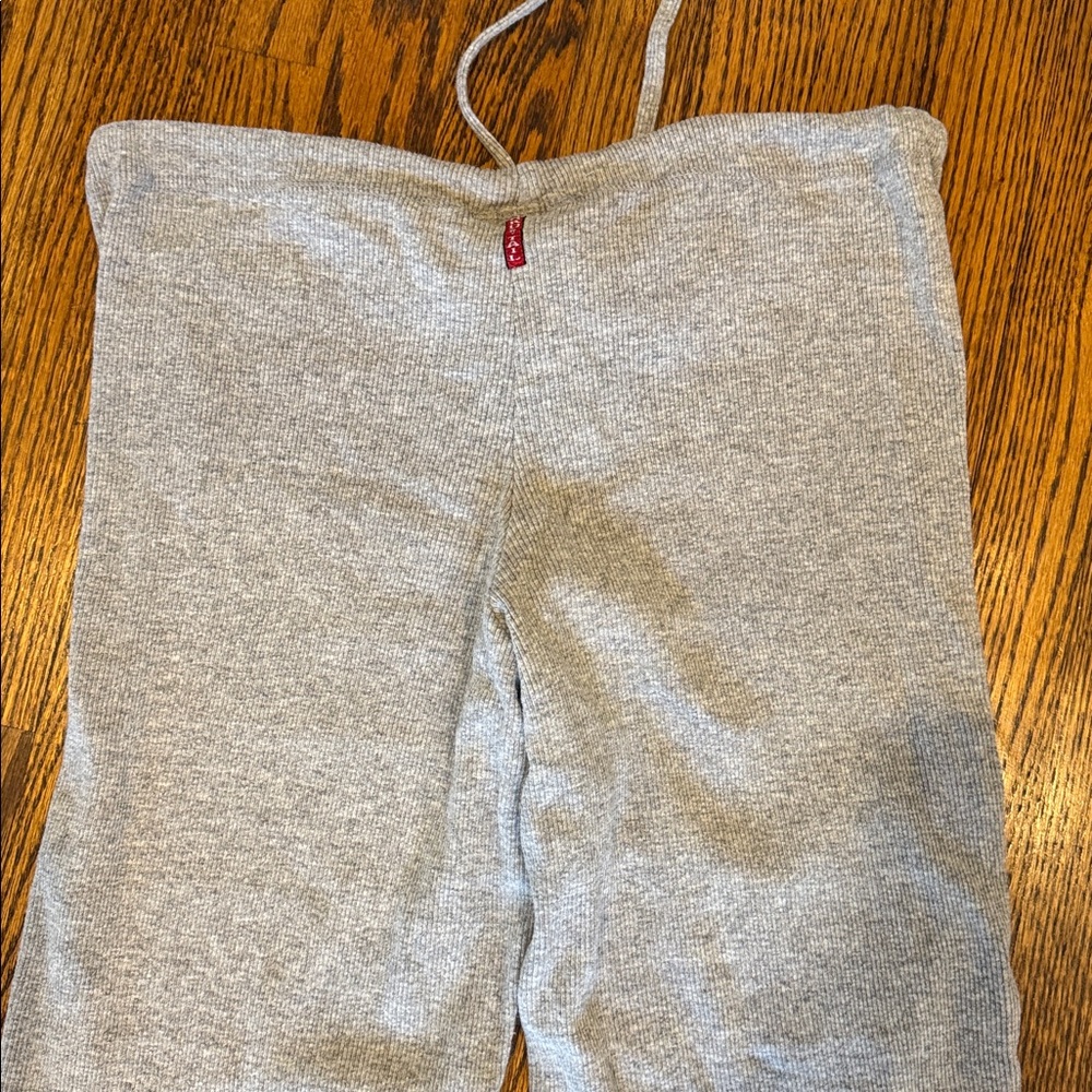 Vintage Hard Tail Heather Gray Ribbed Drawstring Pants - Picture 3 of 4